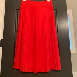 J Crew red pleated skirt size 0